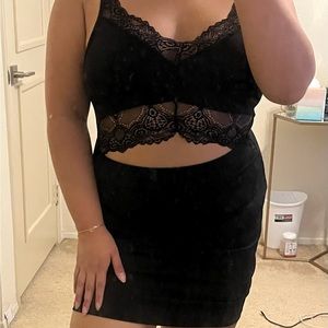 Black Lace Cut Out Mini Dress - Windsor Size M